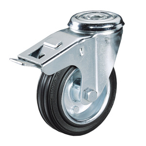 Roue TTAKE RU0010109431539 avec noyau en tôle pressée et galvanisée, avec support pivotant X Line avec trou traversant et frein - Product Image 1