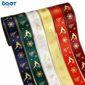 Kerstlinten Breed Bedrukt Metallic Glitter Vakantie Festival Linten Voor Geschenkverpakking Ambachten Kerstversiering - Product Image 1