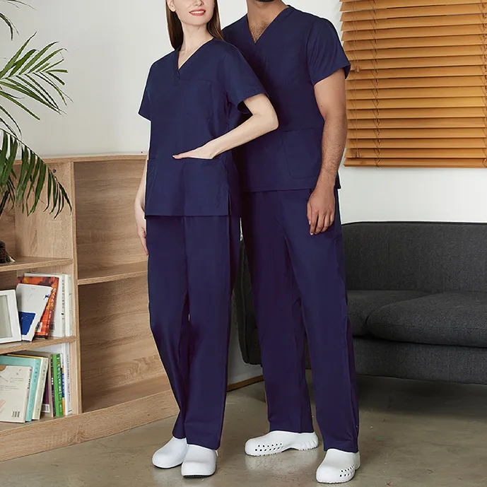 Bestselling medical scrub suit cute scrubs uniforms male women and v-neck scrub top for doctors and nurses