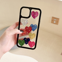 Coque de téléphone portable antichoc en TPU époxy, motif cœur brillant, style Ins tendance, anti-traces de doigts, pour iPhone 15 14 13 Pro Max