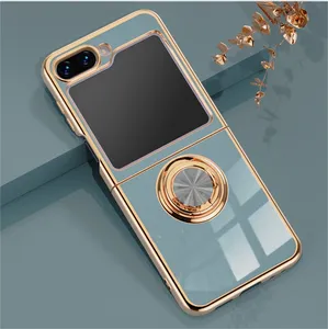 Luxury Soft Tpu Plating Flip Cover Mobile Phone Case With Kickstand Holder For Samsung Galaxy Z Flip 5 Fold 5
