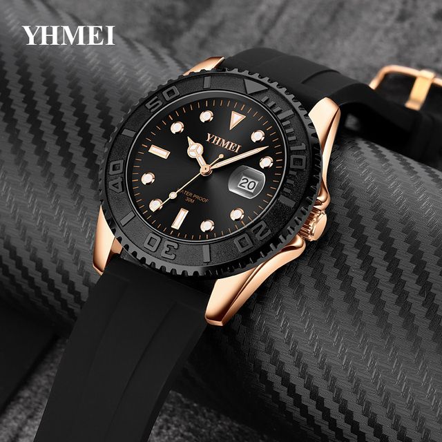 Luxury Brand New Design Popular OEM Watches Rubber Strap Luminous Calendar Men's Watches High Quality Quartz Watch