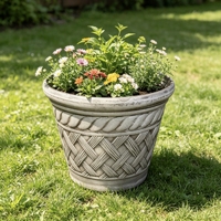 Pot Bunga Rotan Antik Retro Rustic Bertekstur Anyaman untuk Taman Luar Ruangan dan Dalam Ruangan