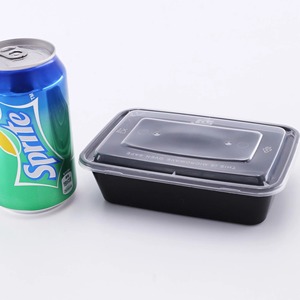 Contenants alimentaires jetables en plastique noirs, boîtes à emporter avec couvercles pour salades et sandwichs, idéales pour le stockage au réfrigérateur. - Product Image 5