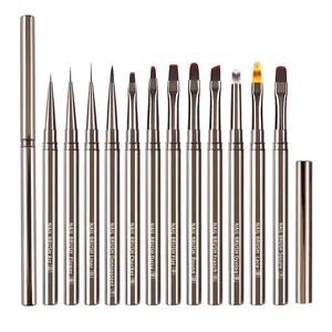 <b>Round</b> Flat Head Nail Art Liner <b>Brush</b> Crimped Ferrule UV Gel Extension Painting Drawing Carving Pen - Product Image 1