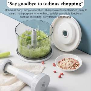 Hachoir à viande manuel, coupe-légumes, fouet de cuisine, robot culinaire, lame trancheuse, hachoir à ail et oignon, outil de poussoir paresseux pour viande et volaille - Product Image 4