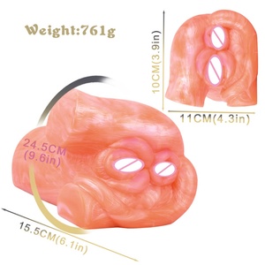 GEEBA 6.1in Orange Cat Shape Male Masturbation,Pocket Pussy Sucking <b>Toy</b> Silicone Plush Animal Vibrator Male Masturbator <b>for</b> <b>Men</b> - Product Image 2