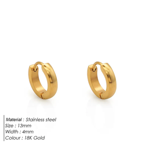 ต่างหูสแตนเลส 304 ทรงกลม เรียบหรู สำหรับผู้หญิง ชุบทอง 18K แบบซ้อนได้ ไม่ลอก ไม่ซีดจาง แฟชั่นทันสมัย - Product Image 6