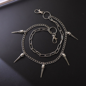 Trendy Double Layer Metal Pants Chain With Pointed Bird <b>Head</b> Pendant Punk <b>Style</b> Waist Chain For Daily Wear - Product Image 4