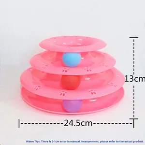 Jouet interactif pour <span class=keywords><strong>chat</strong></span> en plastique, plateau tournant à <span class=keywords><strong>3</strong></span> niveaux, puzzle pour animaux de compagnie, piste à billes pour chats et chatons d'intérieur - Product Image 2