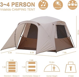 <span class=keywords><strong>Tente</strong></span> <span class=keywords><strong>de</strong></span> <span class=keywords><strong>camping</strong></span> double couche imperméable OEM pour l'extérieur, portable, type cabane familiale, idéale pour le <span class=keywords><strong>camping</strong></span> et la randonnée - Product Image 1