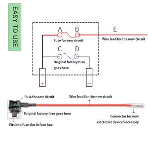 Utilisation pour les voitures 12V-24V Profil bas Add-a-Circuit Fusible Tap, Miniature Piggy Back Blade Fusible Holder avec faisceau de câbles - Product Image 4