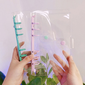 Cá nhân <span class=keywords><strong>A5</strong></span> A6 kích thước 6-Ring Kích thước bỏ túi rõ ràng chất kết dính bao gồm trong suốt mềm PVC máy tính xách tay vòng Vòng chất kết dính Bìa bảo vệ Snap - Product Image 4