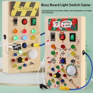 Jouets <span class=keywords><strong>Montessori</strong></span> en bois, planche d'activités éducative pour enfants avec lumières LED et boutons, design joyeux Noël, pour les enfants de 0 à 3 ans - Product Image 2