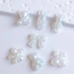 Groothandel Glitter Bear Bloem Boog Slime Charms Plakjes Resin Plaksteen Knoppen Voor Diy Craft Maken Accessoires Scrapbooking Telefoon