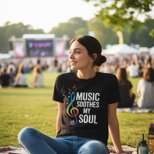 Camiseta Music Soothes My Soul, color negro, unisex, talla mediana para adultos, regalo para amantes de la música - Product Image 3