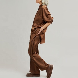 Chemise en satin de soie <span class=keywords><strong>fluide</strong></span>, grande taille, col pointu, fermeture à l'avant, 100% Polyester, Satin - Product Image 6