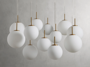 Lámpara Colgante de Diseño Moderno Americano, Lámpara de Techo Redonda de Latón Antiguo con Globos de Vidrio Opalino Craquelado para Villa - Product Image 5