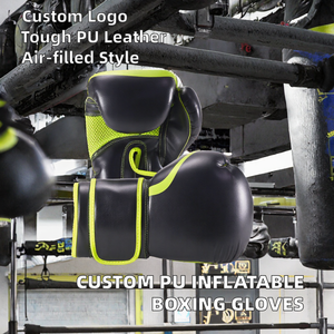 Guantes de Boxeo de PU Negros y Verde Lima para Entrenamiento, Diseño Duradero, Uso en Todas las Estaciones - Product Image 2