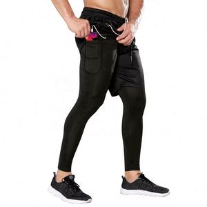 2 en 1 Gym Wear Cross Fit Shorts Mens Workout Short Sports Running With Inner Phone Pockets Compression - Product Image 4