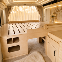Lit relevable électrique pour camping-car avec armoires de rangement, structure en aluminium alvéolé, gain de place, installation facile, taille personnalisable