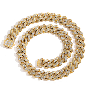 Collier en argent sterling 925 plaqué or avec chaîne cubaine sertie de moissanite, bijoux hip-hop pour hommes et femmes - Product Image 1