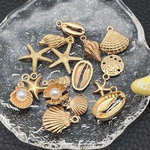Set Perhiasan Emas KC untuk Liontin Kerang Bintang Laut Berlapis Elektro, Aksesoris Gelang Liontin Buatan Tangan DIY - Product Image 4