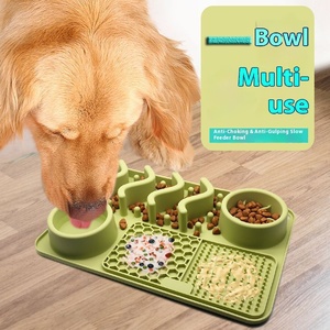 All-in-one kaymaz besleme paspaslar gıda su yavaş Pet besleyici köpek kedi kase Pet Lick Mat gıda sınıfı silikon yavaş köpek maması kasesi - Product Image 1