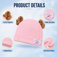 Gorro de Bebé con Pelo Rizado y Lazo, Accesorios de Fotografía para Recién Nacidos, Tejido de Algodón Suave, Listo para Enviar, en Oferta