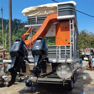 2023 nuevo motor fueraborda de yate de pontón de entretenimiento de dos pisos de aluminio de 30 pies incluido para pesca en el lago - Product Image 3