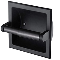 Portarrollos de Papel Higiénico Empotrado en la Pared, Acero Inoxidable SUS304, Acabado Negro Mate, Accesorios de Baño
