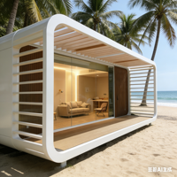 Maison conteneur extensible Apple Cabin 40 pieds, deux chambres, villa modulaire préfabriquée en acier, salle de bain, cuisine, kit clé en main prêt à l'emploi