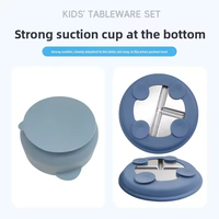 Ensemble de vaisselle pour bébé multifonction en silicone de qualité alimentaire et acier inoxydable 304, antidérapant, résistant aux chutes, facile à nettoyer, en stock