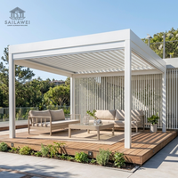 Pérgola Moderna Independiente de 4x4m con Techo de Láminas de Aluminio Motorizado, Impermeable, para Jardín, Espacios de Vida de Lujo, Directo de Fábrica OEM
