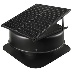Smart 50W Solar <b>Thermostat</b> <b>Controlled</b> Roof Attic Exhaust Fan CFM Airflow with Remote Built-in Smoke Detector - Product Image 1