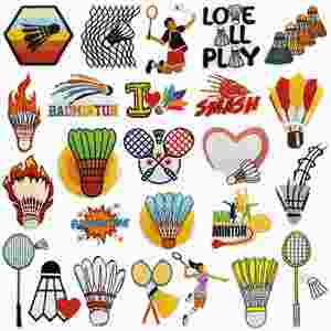 Patch brodé thermocollant sur le thème du badminton, motif raquette de badminton, pour la décoration - Product Image 2