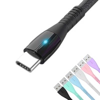 Ukalun 1M 2M Nylon trenzado 3A 60W USB C Cable de carga LED Durable SR USB a Tipo-C Cable DE DATOS LED de carga rápida