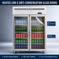 Vitrine réfrigérée verticale à double porte pour boissons, avec refroidissement par air forcé et éclairage LED, idéale pour les bars à jus
