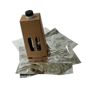 Cheap price customized printing 1 liter 2L 3L 5L 10L juice coffee wine drink package spout on top with handle bag in box