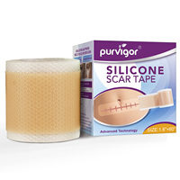 PURVIGOR Rouleau de Bandes en Silicone pour Cicatrices Étanche, Médical, Réparation Cutanée, Gel Retrait des Cicatrices, Feuilles de Silicone pour Cicatrices Kéloïdes