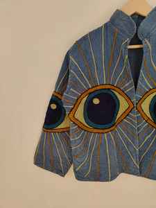 เสื้อแจ็คเก็ตผ้าฝ้ายปักลายซูซานี งานฝีมือสไตล์วินเทจ เสื้อโค้ทโบโฮ งานศิลปะสำหรับผู้หญิง - Product Image 4