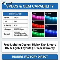 Bande LED COB adressable ultra-mince 2,7 mm DC5V 12V haute densité, éclairage uniforme, IP20 avec contrôle intelligent par application