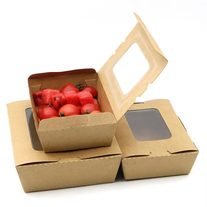 Packaging Supplier Disposable Biodegradable Cheap Food Packing Kraft Paper Takeout Lunch Box