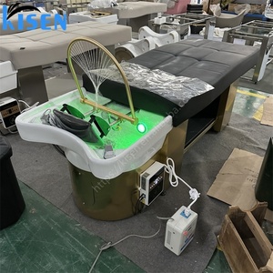 Kisen Nouveau Produit 2025 Mobilier de Luxe Moderne pour Soins Esthétiques et Lavage de Cheveux, Fauteuil-lit de Lavage Doré avec Thérapie Capillaire et Fonction de Fumigation - Product Image 4