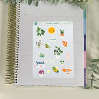 Autocollants en or à motifs de fleurs botaniques de chat de dessin animé pour le scrapbooking et les fournitures de journalisation
