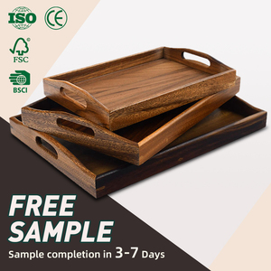 Juego de Bandejas de Cocina Exclusivas WDF, Bandeja de Servicio de Madera de Acacia Extragrande con Asas para Fiestas - Product Image 1