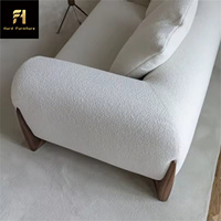 Nordic Style Creme Stoff Wohnzimmer möbel Massivholz Sofa mit Stoff Kunst Teddy Wolle Kreis Boucle Kaschmir für Villen