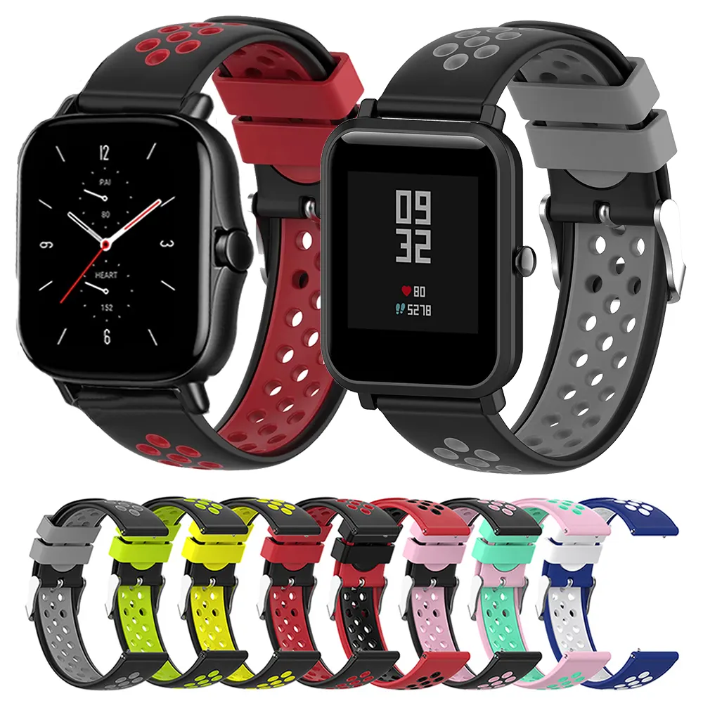 20mm Silicone Strap For Xiaomi Huami Amazfit Bip Lite Bip U/1S Smart Watch Band for Huami Amazfit GTS 3 2 2e
