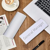 Porte-étiquette en aluminium métallique plat pour portes, plaques signalétiques de porte de bureau avec film plastique et ruban adhésif