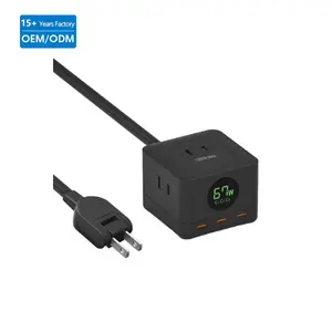 Soket adaptor Desktop elektrik tipe C, Strip daya pintar pelindung lonjakan pengisi daya Gan untuk Iphone 15